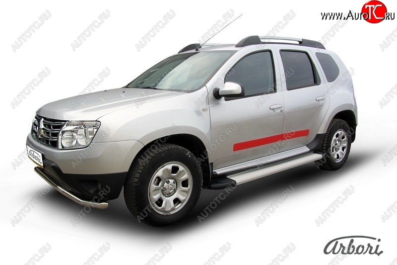 20 549 р. Порожки для ног Arbori Optima Silver  Renault Duster  HS (2010-2015) дорестайлинг  с доставкой в г. Воронеж