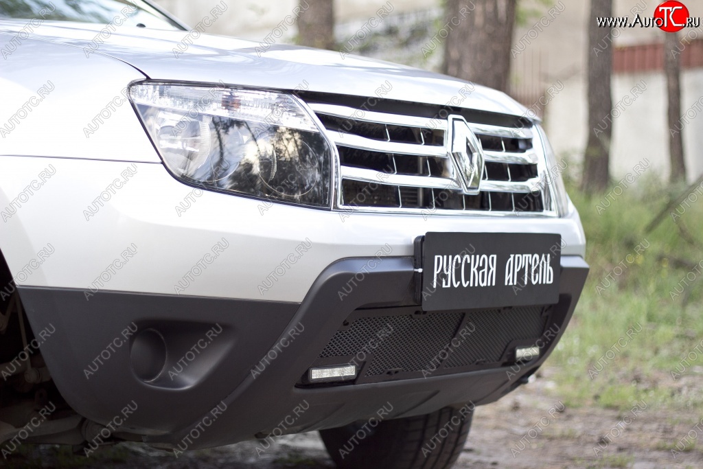 2 559 р. Защитная сетка решетки переднего бампера (с дхо без обвеса) РА Renault Duster HS дорестайлинг (2010-2015)  с доставкой в г. Воронеж