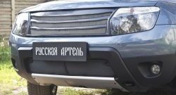 Защитная сетка решетки переднего бампера (с обвесом без дхо) РА Renault Duster  HS (2010-2015) дорестайлинг