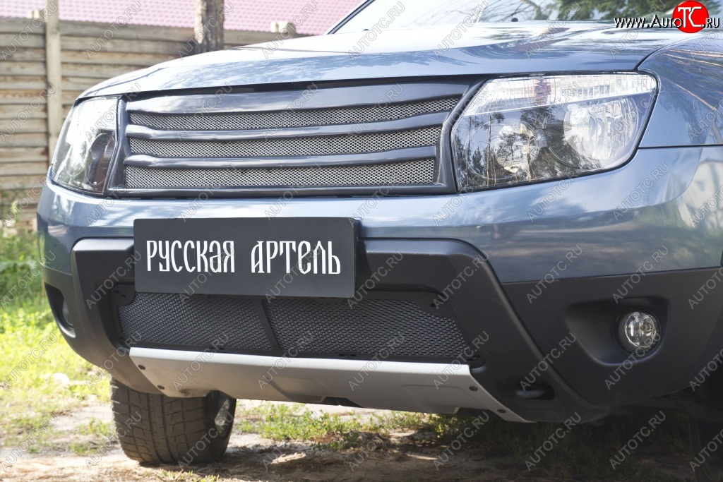 2 279 р. Защитная сетка решетки переднего бампера (с обвесом без дхо) РА  Renault Duster  HS (2010-2015) дорестайлинг  с доставкой в г. Воронеж
