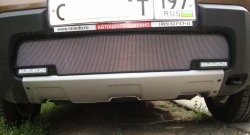 1 539 р. Сетка на бампер с вырезом под ДХО Russtal (хром) Renault Duster HS дорестайлинг (2010-2015)  с доставкой в г. Воронеж. Увеличить фотографию 2