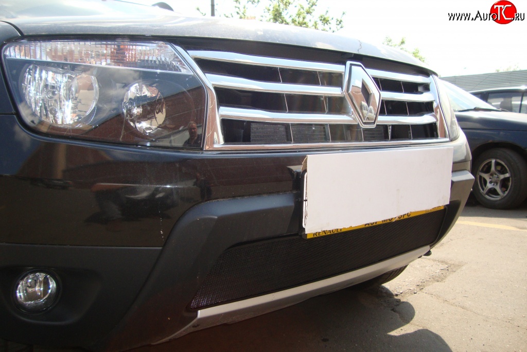 1 469 р. Сетка на бампер Russtal (хром) Renault Duster HS дорестайлинг (2010-2015)  с доставкой в г. Воронеж
