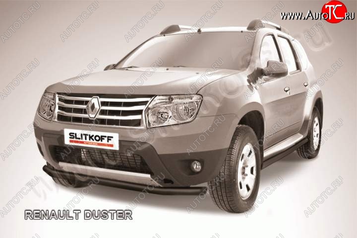 7 499 р. Защита переднего бампер Slitkoff  Renault Duster  HS (2010-2015) дорестайлинг (Цвет: серебристый)  с доставкой в г. Воронеж