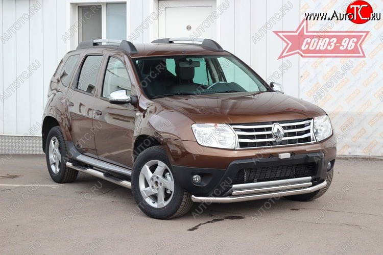 15 704 р. Защита переднего бампера двойная Souz-96 (d60/42)  Renault Duster  HS (2010-2015) дорестайлинг  с доставкой в г. Воронеж