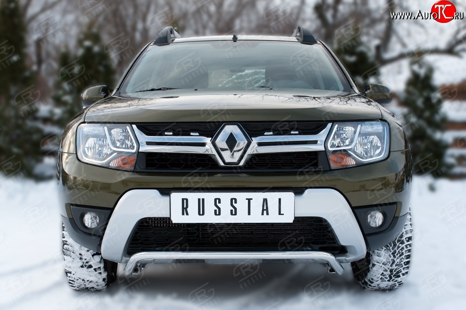 11 349 р. Защита переднего бампера (Ø42 мм волна, нержавейка) SLITKOFF  Renault Duster  HS (2015-2021) рестайлинг  с доставкой в г. Воронеж