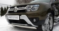 13 799 р. Защита переднего бампера (Ø75х42 мм, нержавейка) SLITKOFF Renault Duster HS рестайлинг (2015-2021)  с доставкой в г. Воронеж. Увеличить фотографию 2