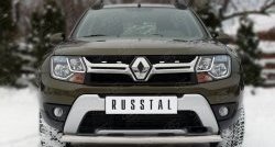 13 799 р. Защита переднего бампера (Ø75х42 мм, нержавейка) SLITKOFF  Renault Duster  HS (2015-2021) рестайлинг  с доставкой в г. Воронеж. Увеличить фотографию 1