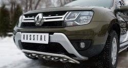 18 649 р. Защита переднего бампера (Ø42 мм с зубами, нержавейка) SLITKOFF Renault Duster HS рестайлинг (2015-2021)  с доставкой в г. Воронеж. Увеличить фотографию 2