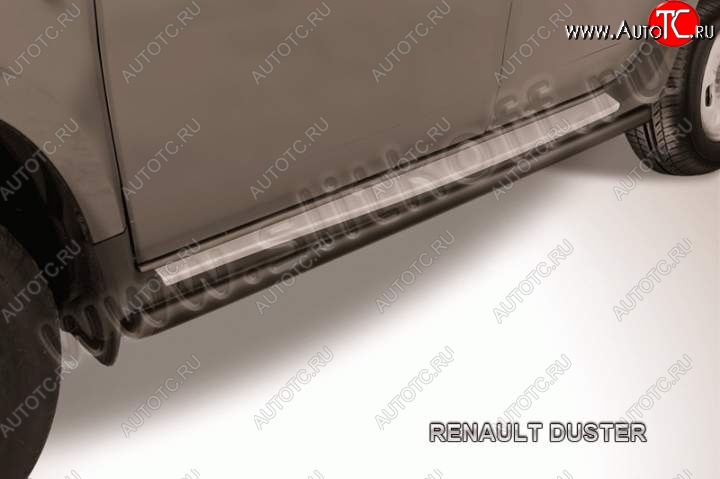 8 799 р. Защита порогов Slitkoff  Renault Duster  HS (2010-2015) дорестайлинг (Цвет: серебристый)  с доставкой в г. Воронеж