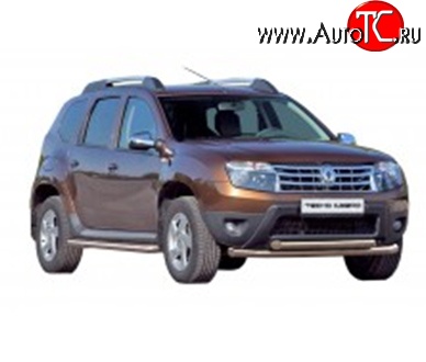 51 999 р. Защита порогов d63.5 мм Металл Дизайн  Renault Duster  HS (2010-2021) дорестайлинг, рестайлинг (Сталь с покрытием в цвет черный матовый)  с доставкой в г. Воронеж