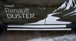 16 299 р. Защита порогов из круглой трубы диаметром 63 мм (рестайлинг) Russtal Renault Duster HS дорестайлинг (2010-2015) (Защита порогов с со скосами на торцах (вариант 1))  с доставкой в г. Воронеж. Увеличить фотографию 3