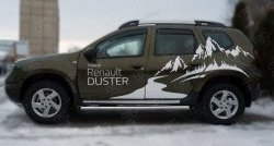 16 299 р. Защита порогов из круглой трубы диаметром 63 мм (рестайлинг) Russtal  Renault Duster  HS (2010-2015) дорестайлинг (Защита порогов с со скосами на торцах (вариант 1))  с доставкой в г. Воронеж. Увеличить фотографию 4