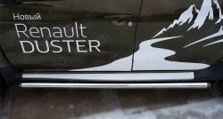 16 299 р. Защита порогов из круглой трубы диаметром 63 мм (рестайлинг) Russtal Renault Duster HS дорестайлинг (2010-2015) (Защита порогов с со скосами на торцах (вариант 1))  с доставкой в г. Воронеж. Увеличить фотографию 6