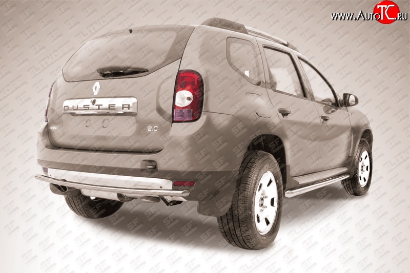 8 349 р. Одинарная защита заднего бампера из трубы диаметром 42 мм Slitkoff Renault Duster HS дорестайлинг (2010-2015) (Цвет: нержавеющая полированная сталь)  с доставкой в г. Воронеж