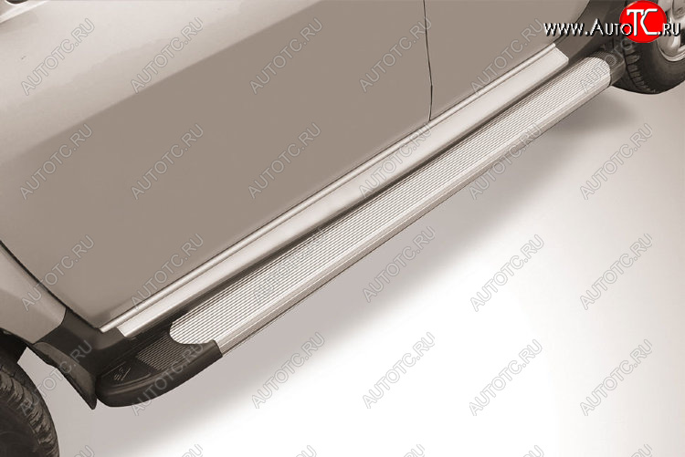 13 349 р. Пороги алюминиевые Slitkoff  Renault Duster  HS (2015-2021) рестайлинг (Optima Silver)  с доставкой в г. Воронеж