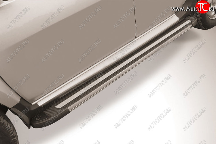 11 299 р. Пороги алюминиевые Slitkoff  Renault Duster  HS (2015-2021) рестайлинг (Luxe Black)  с доставкой в г. Воронеж