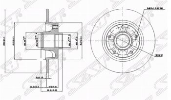 Задний тормозной диск SAT (не вентилируемый, 260мм, без подшипника) Renault Megane универсал  рестайлинг (2013-2016)