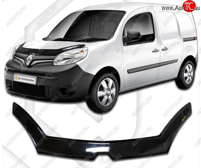 2 599 р. Дефлектор капота CA-Plastiс exclusive Renault Kangoo KW0 рестайлинг (2013-2016) (Classic черный, Без надписи)  с доставкой в г. Воронеж