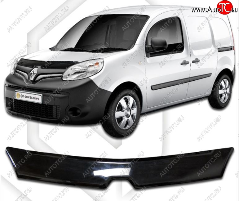 1 899 р. Дефлектор капота CA-Plastiс  Renault Kangoo  KW0 (2013-2016) рестайлинг (Classic черный, Без надписи)  с доставкой в г. Воронеж