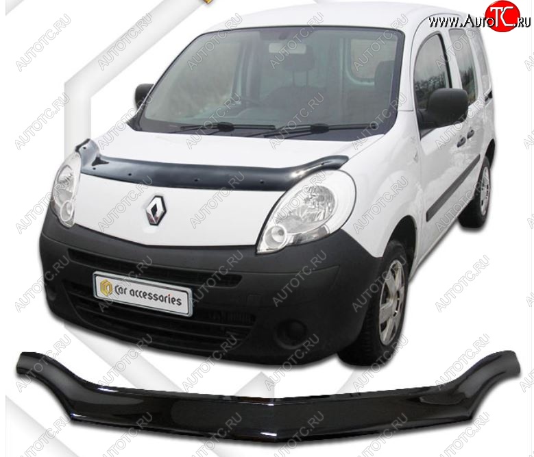 2 159 р. Дефлектор капота CA-Plastiс Renault Kangoo KW0 дорестайлинг (2008-2013) (Classic черный, Без надписи)  с доставкой в г. Воронеж