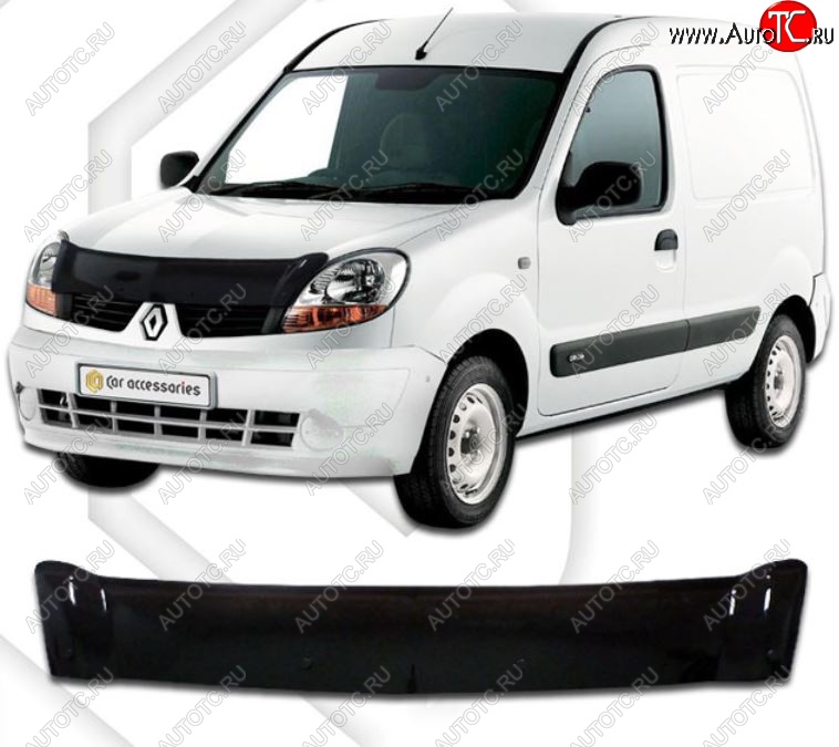1 899 р. Дефлектор капота CA-Plastic  Renault Kangoo  KC (2003-2007) рестайлинг (серия Classic черный, Без надписи)  с доставкой в г. Воронеж