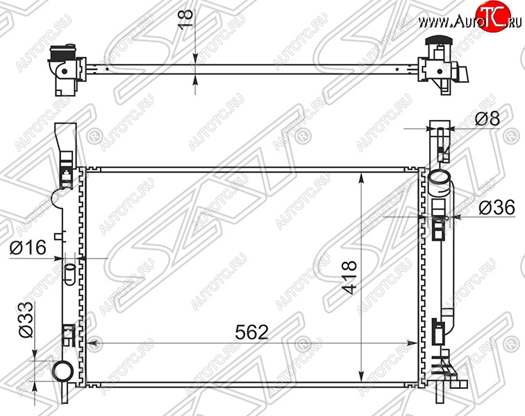 9 249 р. Радиатор двигателя SAT Renault Kangoo KW0 дорестайлинг (2008-2013)  с доставкой в г. Воронеж