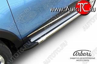 11 789 р. Порожки для ног Arbori Luxe Silver Renault Kaptur рестайлинг (2020-2025)  с доставкой в г. Воронеж