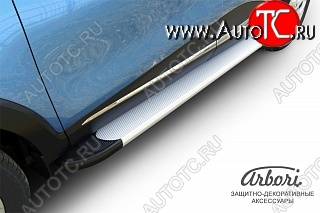 16 249 р. Порожки для ног Arbori Optima Silver Renault Kaptur рестайлинг (2020-2025)  с доставкой в г. Воронеж