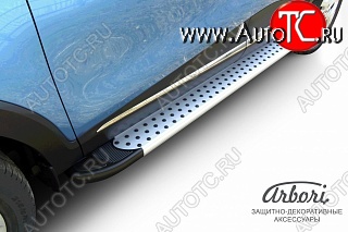 13 499 р. Порожки для ног Arbori Standart Silver Renault Kaptur рестайлинг (2020-2025)  с доставкой в г. Воронеж