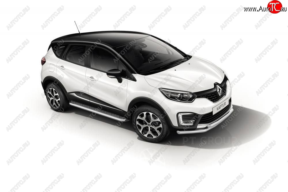 26 389 р. Порожки для ног из трубы Ø51 с алюминиевой площадкой Petroil Tuning Renault Kaptur дорестайлинг (2016-2020) (Нержавеющая полированная сталь)  с доставкой в г. Воронеж
