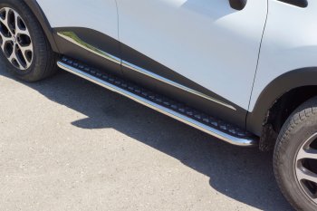 26 389 р. Порожки для ног из трубы Ø51 с алюминиевой площадкой Petroil Tuning Renault Kaptur дорестайлинг (2016-2020) (Нержавеющая полированная сталь)  с доставкой в г. Воронеж. Увеличить фотографию 3