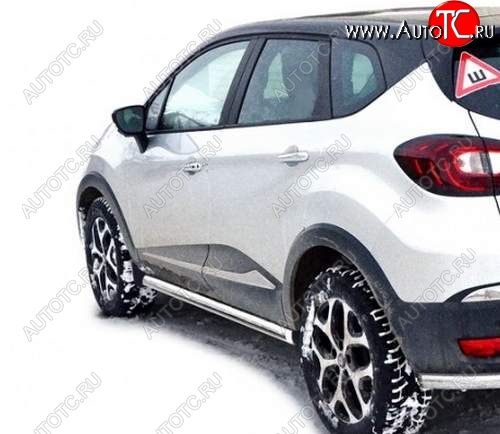 10 846 р. Защита порогов ТехноСфера (Техно Сфера) (Сталь с покрытием, 63.5 mm) Renault Kaptur рестайлинг (2020-2025) (цвет: Серебристый)  с доставкой в г. Воронеж