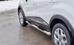 24 549 р. Защита порогов с пластиковыми вставками для ног из овальной трубы диаметром 75x42 мм SLITKOFF  Renault Kaptur (2016-2025) дорестайлинг, рестайлинг  с доставкой в г. Воронеж. Увеличить фотографию 2