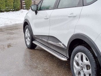 22 999 р. Широкая защита порогов из трубы диаметром 42 мм SLITKOFF v2  Renault Kaptur (2016-2025) дорестайлинг, рестайлинг  с доставкой в г. Воронеж. Увеличить фотографию 2
