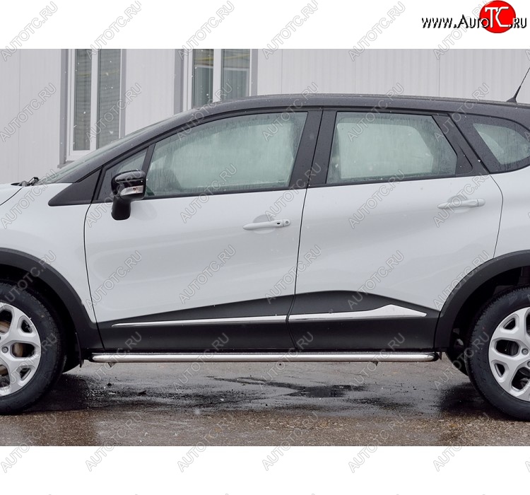 22 999 р. Широкая защита порогов из трубы диаметром 42 мм SLITKOFF v2  Renault Kaptur (2016-2025) дорестайлинг, рестайлинг  с доставкой в г. Воронеж