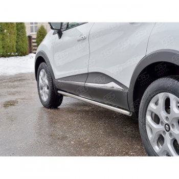 15 599 р. Защита порогов из круглой трубы диаметром 42 мм SLITKOFF v3 Renault Kaptur рестайлинг (2020-2025)  с доставкой в г. Воронеж. Увеличить фотографию 2