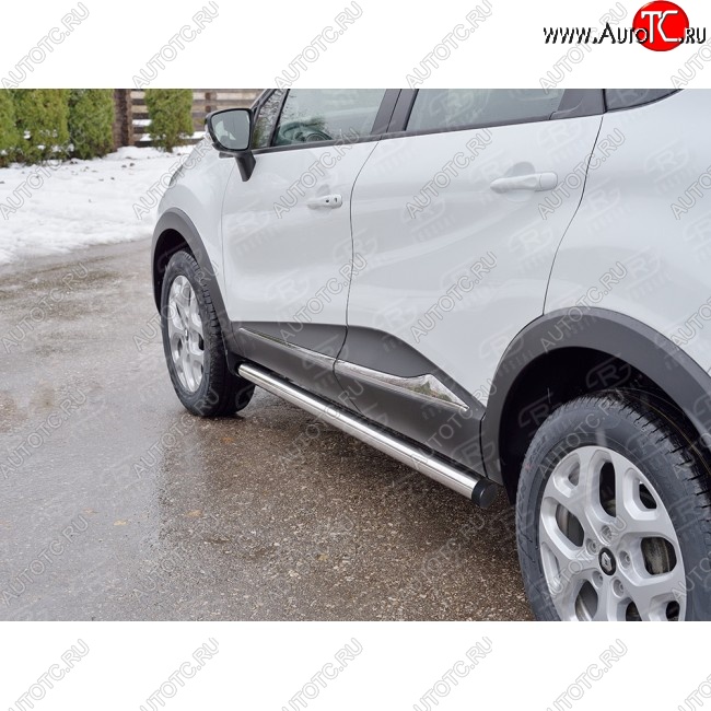 18 799 р. Защита порогов из круглой трубы диаметром 63 мм SLITKOFF v2 Renault Kaptur рестайлинг (2020-2025)  с доставкой в г. Воронеж
