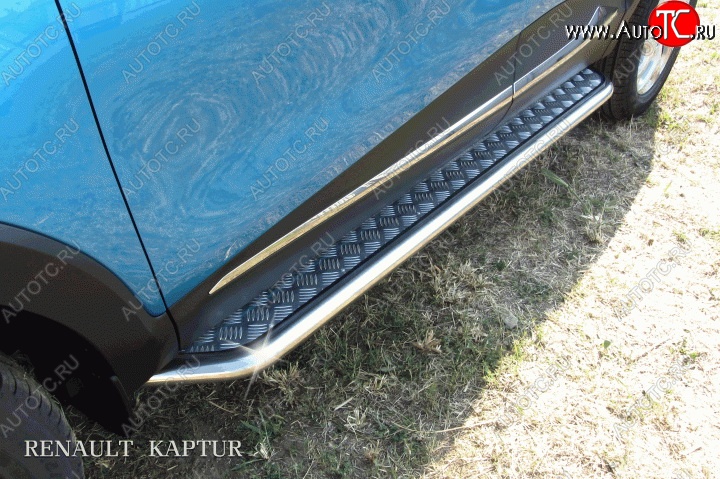 14 449 р. Широкая защита порогов с трубой диаметром d57 Slitkoff Renault Kaptur рестайлинг (2020-2025) (Для автомобиля 2WD)  с доставкой в г. Воронеж