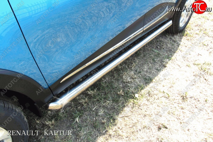 15 299 р. Защита порогов из круглой трубы диаметром 76 мм Slitkoff Renault Kaptur рестайлинг (2020-2025) (Для автомобиля 2WD)  с доставкой в г. Воронеж