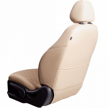 19 999 р. Чехлы для сидений Lord Autofashion Байрон (экокожа, 60/40, 3 Г-образных подголовника)  Renault Kaptur (2016-2020) дорестайлинг (Бежевый, вставка бежевая, строчка бежевая)  с доставкой в г. Воронеж. Увеличить фотографию 3