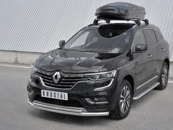 21 749 р. Защита переднего бампера (2 трубы Ø63 и 42 мм, нержавейка) SLITKOFF Renault Koleos 2 (2016-2025)  с доставкой в г. Воронеж. Увеличить фотографию 2