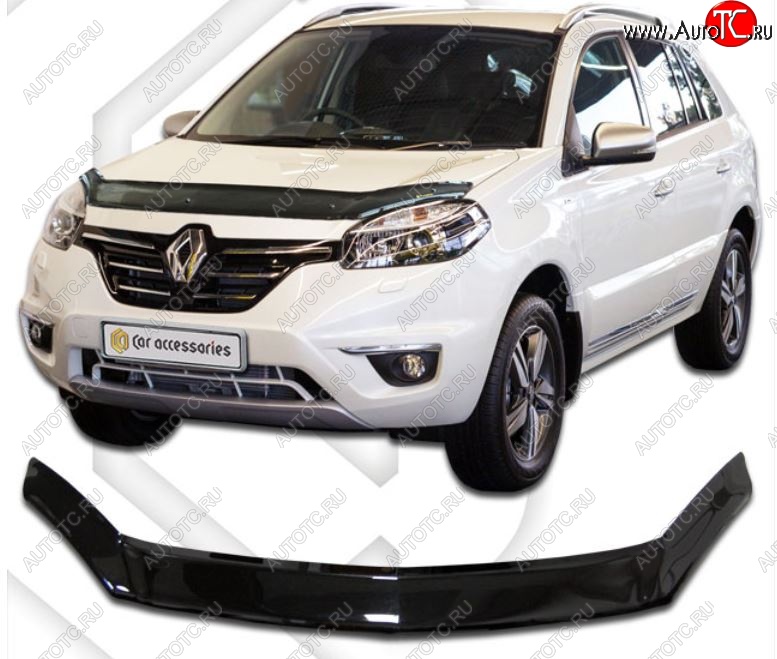2 159 р. Дефлектор капота CA-Plastiс  Renault Koleos  1 (2013-2016) Phase 3 (Classic черный, Без надписи)  с доставкой в г. Воронеж