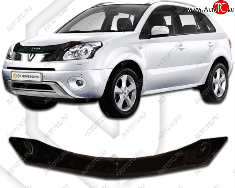 1 999 р. Дефлектор капота CA-Plastic  Renault Koleos (2007-2011) Phase 1 (Classic черный, Без надписи)  с доставкой в г. Воронеж