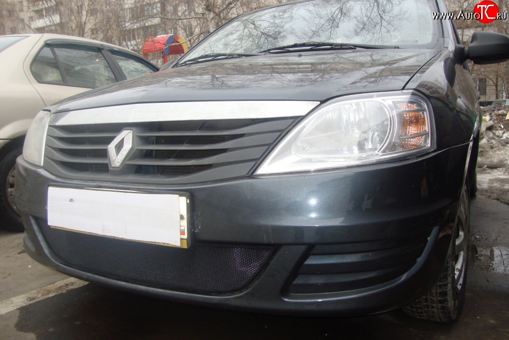 1 229 р. Сетка на бампер Russtal (черная) Renault Logan 1 рестайлинг (2010-2016)  с доставкой в г. Воронеж