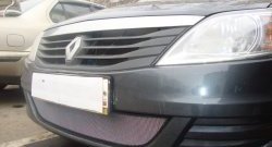 1 899 р. Сетка на бампер Russtal (хром) Renault Logan 1 рестайлинг (2010-2016)  с доставкой в г. Воронеж. Увеличить фотографию 2