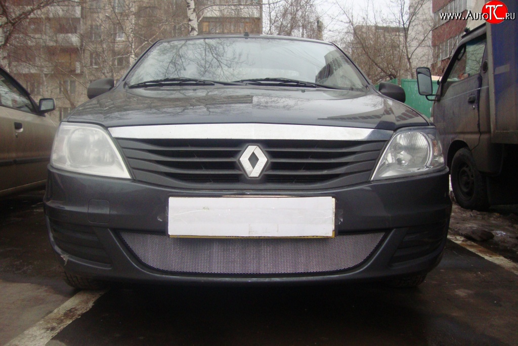 1 899 р. Сетка на бампер Russtal (хром) Renault Logan 1 рестайлинг (2010-2016)  с доставкой в г. Воронеж