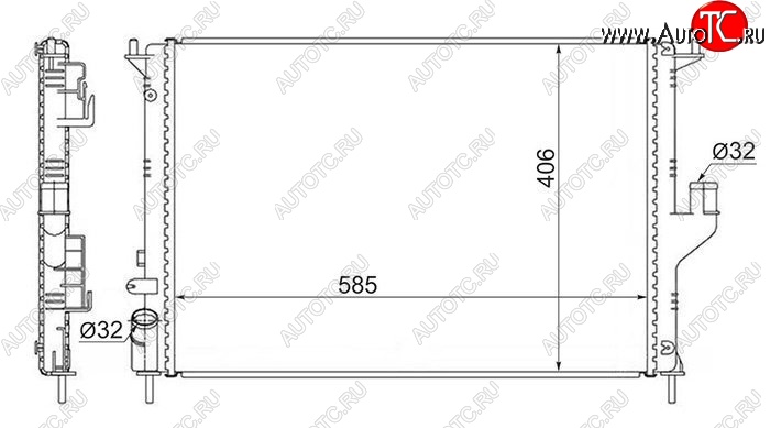 3 889 р. Радиатор SAT (1.4/1.6 с кондиционером, 2.0 без АС) Renault Duster HS дорестайлинг (2010-2015)  с доставкой в г. Воронеж