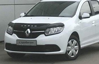2 199 р. Дефлектор капота CA-Plastic  Renault Logan  2 (2014-2018) дорестайлинг (Classic черный, Без надписи)  с доставкой в г. Воронеж. Увеличить фотографию 2