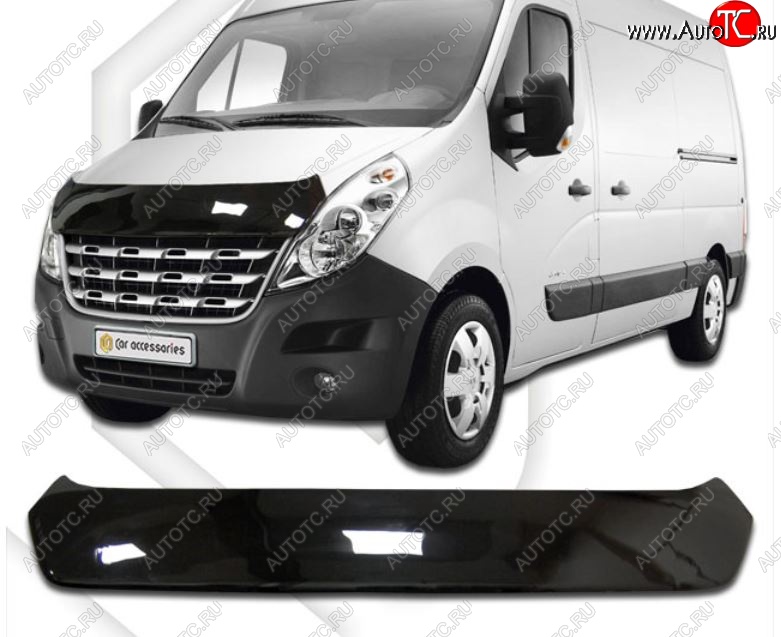 2 199 р. Дефлектор капота CA-Plastic  Renault Master  FV,JV (2010-2015) фургон дорестайлинг (Classic черный, Без надписи)  с доставкой в г. Воронеж