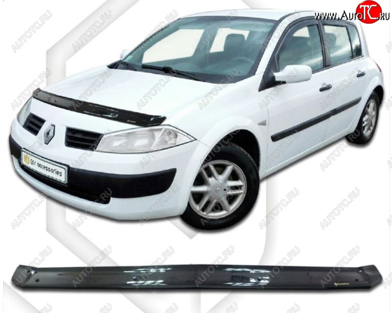 1 899 р. Дефлектор капота CA-Plastiс  Renault Megane  хэтчбэк 5 дв. (2002-2006)  дорестайлинг (Classic черный, Без надписи)  с доставкой в г. Воронеж